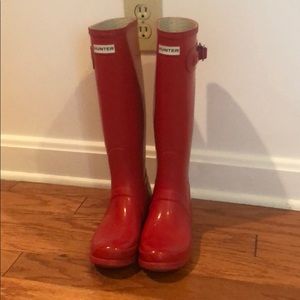 Hunter Red Original Gloss Tall Rain Boots, size 7